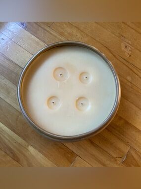 4-Wick Candle in Heavy Blue & Gold Bowl